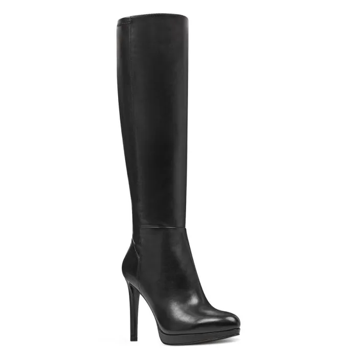 Quizme Platform Boots Black Leather Women Nine West Boots and Booties Quizme Platform Boots Black Leather Women Nine West Boots and Booties