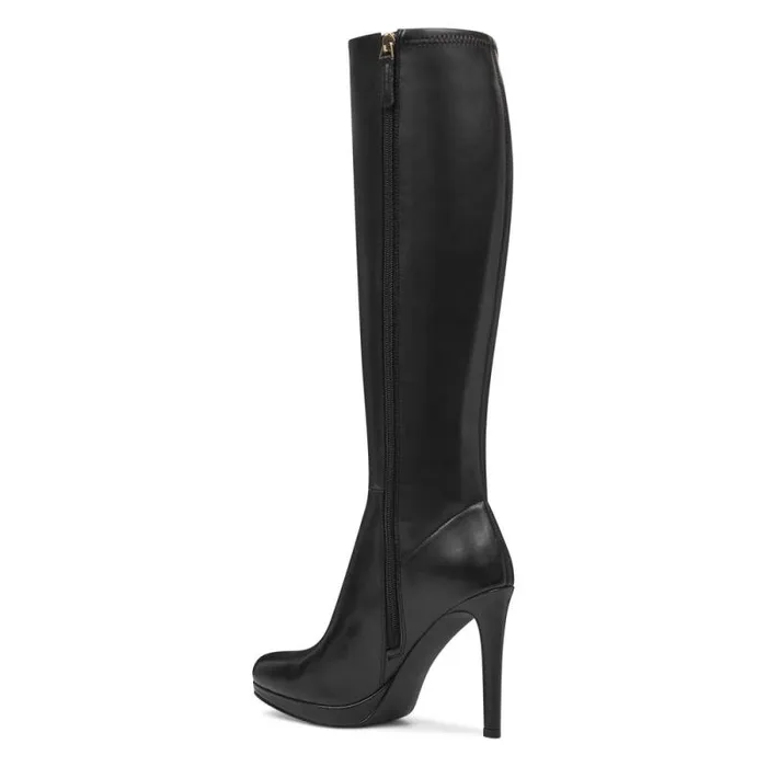 Quizme Platform Boots Black Leather Women Nine West Boots and Booties Quizme Platform Boots Black Leather Women Nine West Boots and Booties