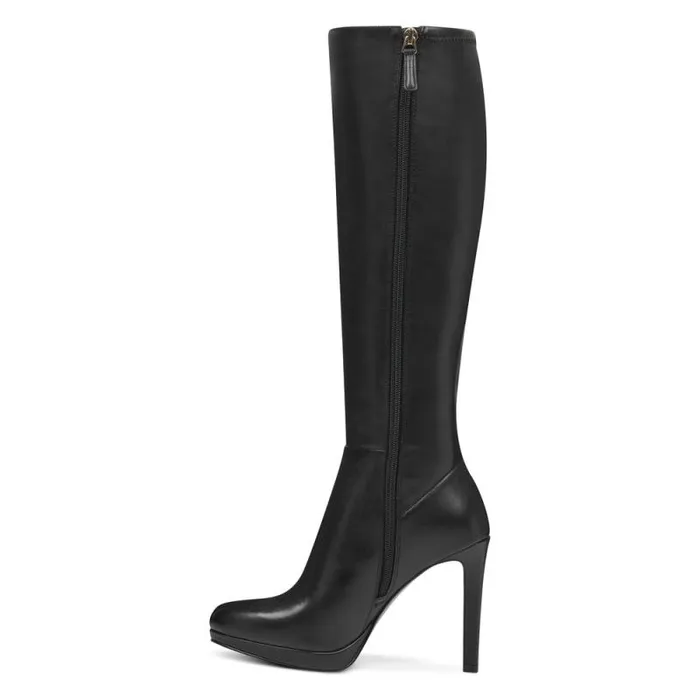 Quizme Platform Boots Black Leather Women Nine West Boots and Booties Quizme Platform Boots Black Leather Women Nine West Boots and Booties