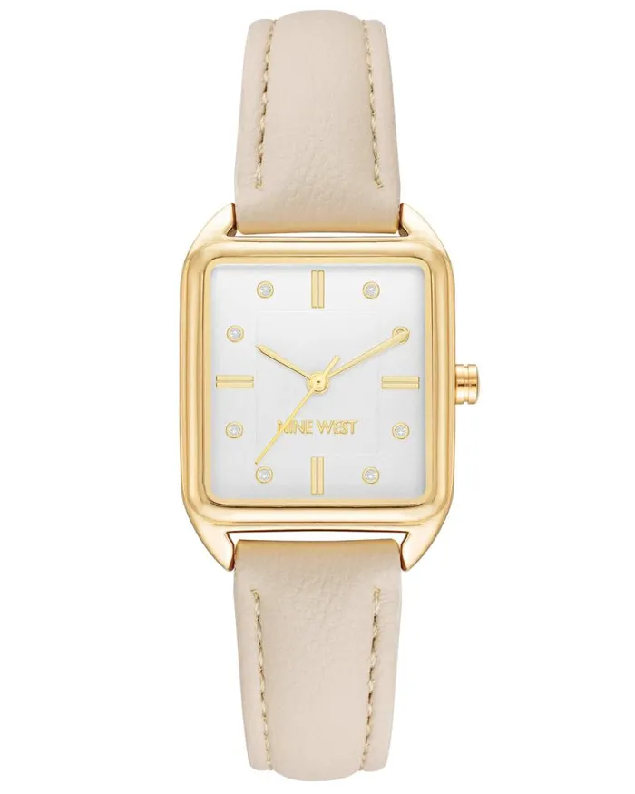 Rectangular Case Strap Watch Goldcream Women Nine West Straps