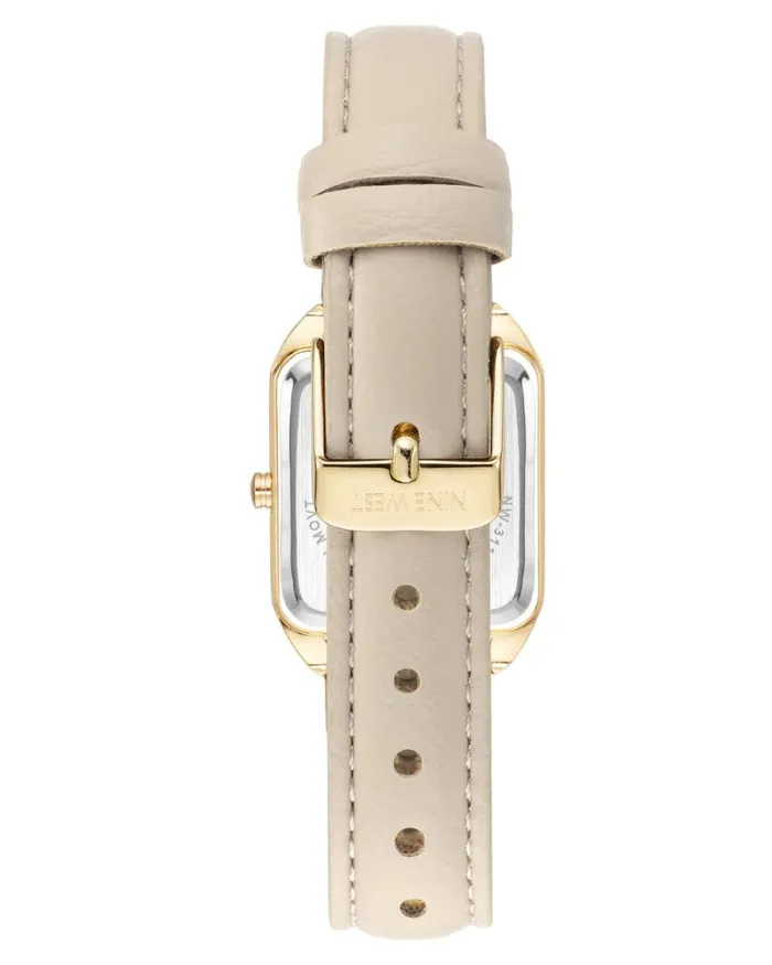 Rectangular Case Strap Watch Goldcream Women Nine West Straps Rectangular Case Strap Watch Goldcream Women Nine West Straps