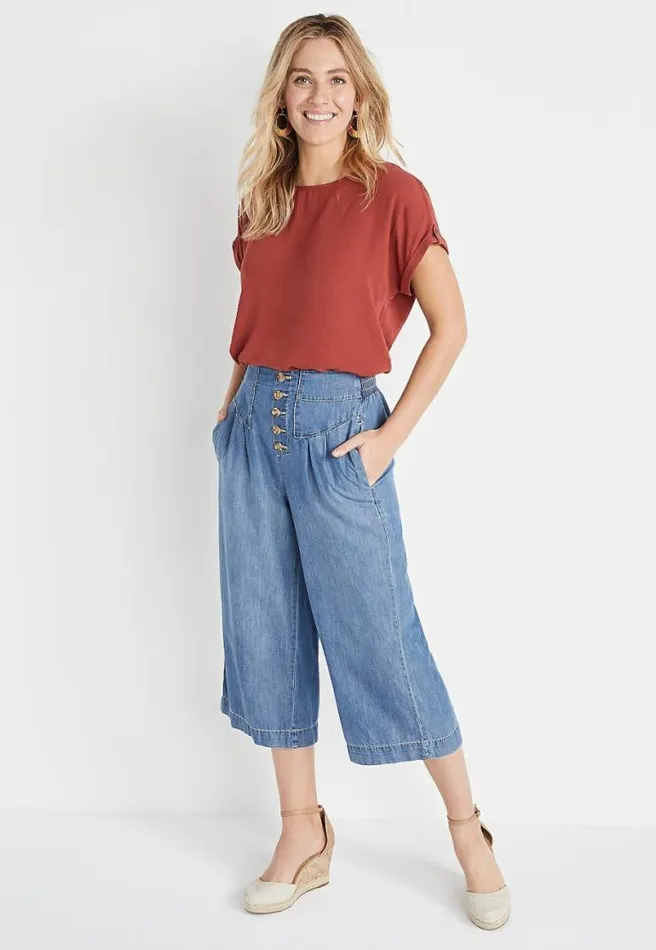 Red Zipper Back Blouse Women Maurices Tops