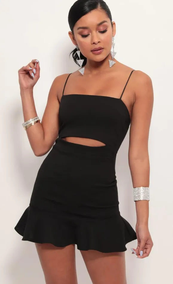 Reilly Cutout Ruffle Dress Black Women LUCY IN THE SKY Mini Dresses Reilly Cutout Ruffle Dress Black Women LUCY IN THE SKY Mini Dresses