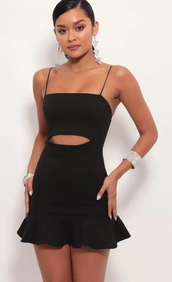 Reilly Cutout Ruffle Dress Black Women LUCY IN THE SKY Mini Dresses Reilly Cutout Ruffle Dress Black Women LUCY IN THE SKY Mini Dresses