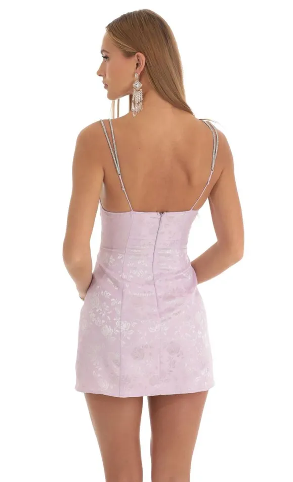 Rhinestone Jacquard Dress Purple Women LUCY IN THE SKY Mini Dresses Rhinestone Jacquard Dress Purple Women LUCY IN THE SKY Mini Dresses