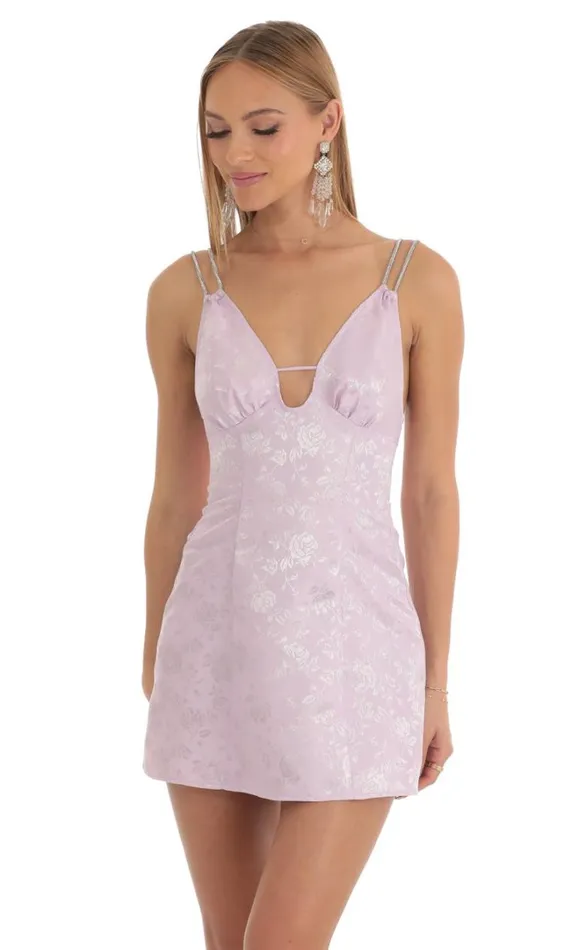 Rhinestone Jacquard Dress Purple Women LUCY IN THE SKY Mini Dresses Rhinestone Jacquard Dress Purple Women LUCY IN THE SKY Mini Dresses