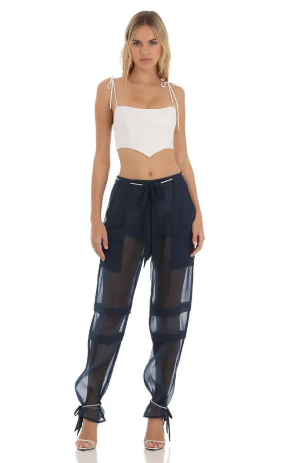 Rhinestone Pants Navy Women LUCY IN THE SKY Pants