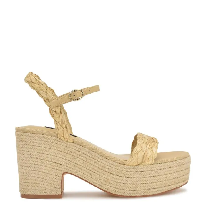 Rivva Heeled Espadrille Sandals Natural Raffia Women Nine West Heels