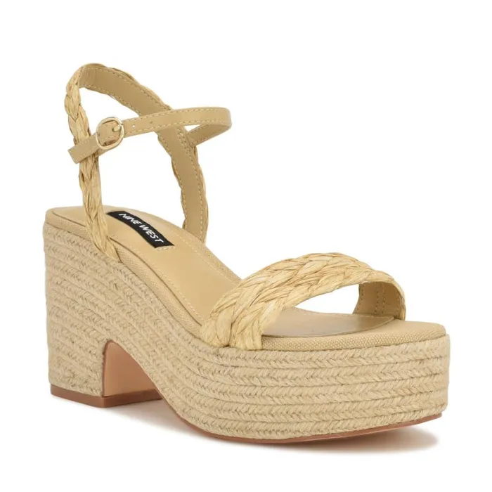Rivva Heeled Espadrille Sandals Natural Raffia Women Nine West Heels Rivva Heeled Espadrille Sandals Natural Raffia Women Nine West Heels