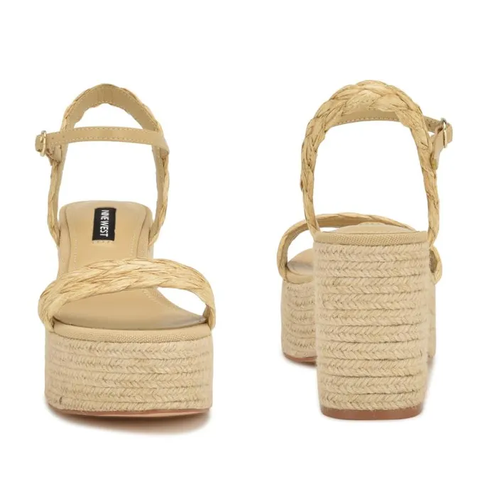 Rivva Heeled Espadrille Sandals Natural Raffia Women Nine West Heels Rivva Heeled Espadrille Sandals Natural Raffia Women Nine West Heels