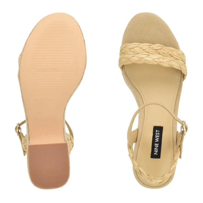 Rivva Heeled Espadrille Sandals Natural Raffia Women Nine West Heels Rivva Heeled Espadrille Sandals Natural Raffia Women Nine West Heels