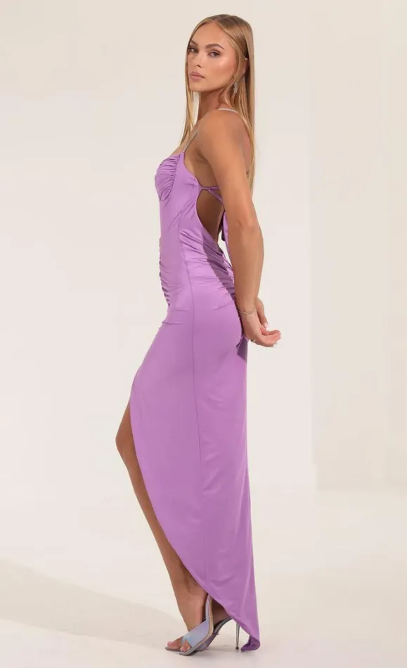 Ruched Open Back Maxi Dress Purple Women LUCY IN THE SKY Maxi Dresses Ruched Open Back Maxi Dress Purple Women LUCY IN THE SKY Maxi Dresses