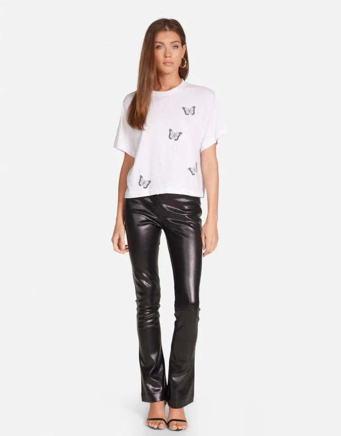 Rue Optimist Butterflies White Women Lauren Moshi Short Sleeve