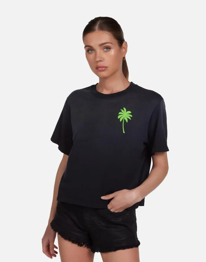 Rue Tropical Shark Jet Black Ombre Women Lauren Moshi Short Sleeve