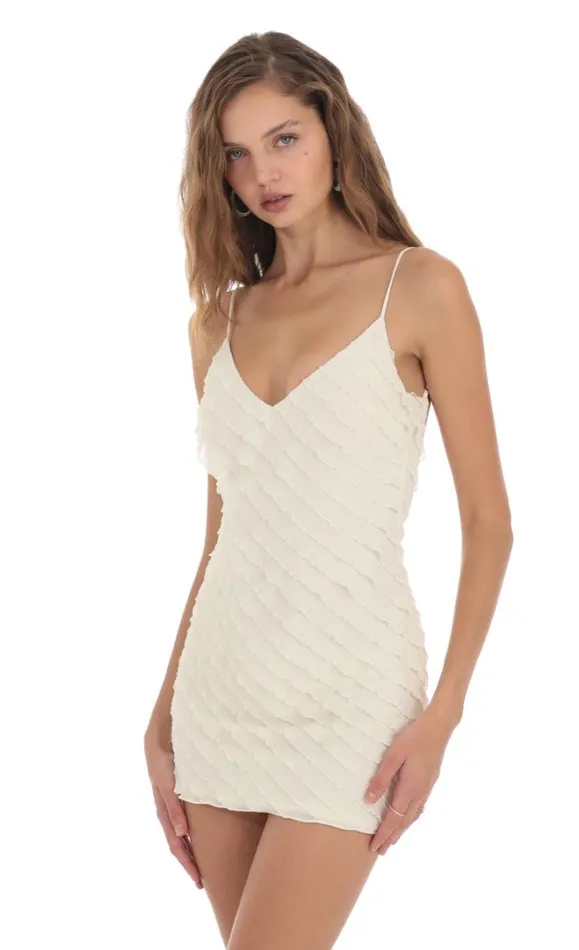 Ruffle Open Back Dress Ivory Women LUCY IN THE SKY Mini Dresses Ruffle Open Back Dress Ivory Women LUCY IN THE SKY Mini Dresses