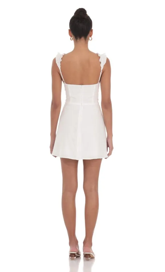 Ruffle Strap Aline Dress White Women LUCY IN THE SKY Mini Dresses Ruffle Strap Aline Dress White Women LUCY IN THE SKY Mini Dresses