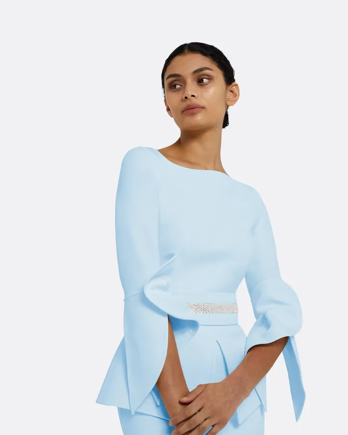 Safiyaa Alondra Pale Blue Midi Dress Pale Blue Women Icons