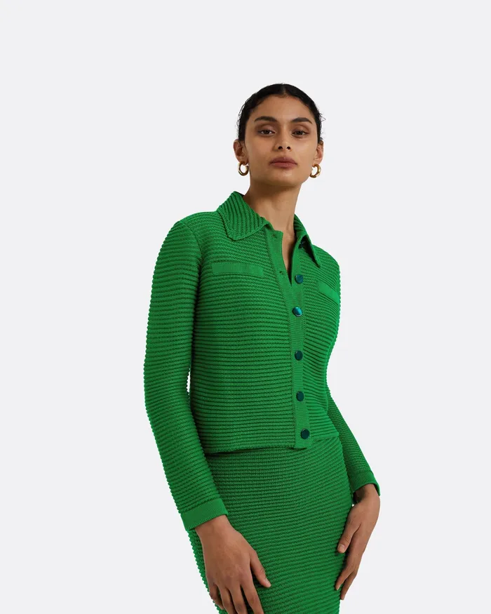 Safiyaa Icons Women Artemis Emerald Crochet Jacket Emerald