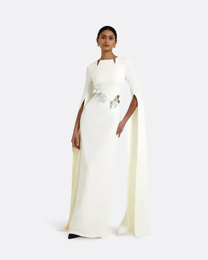 Safiyaa Talin Embroidered Ivory Long Dress Ivory Women Icons