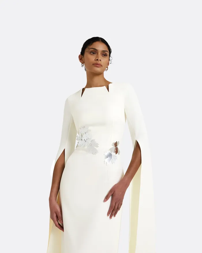 Safiyaa Talin Embroidered Ivory Long Dress Ivory Women Icons