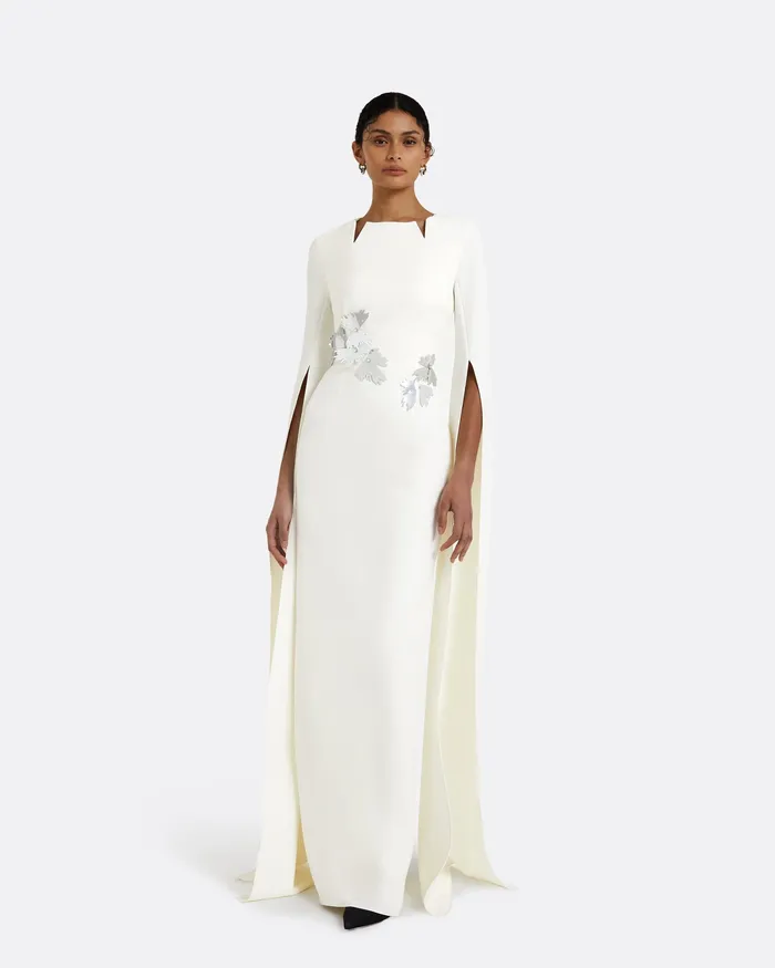 Safiyaa Talin Embroidered Ivory Long Dress Ivory Women Icons