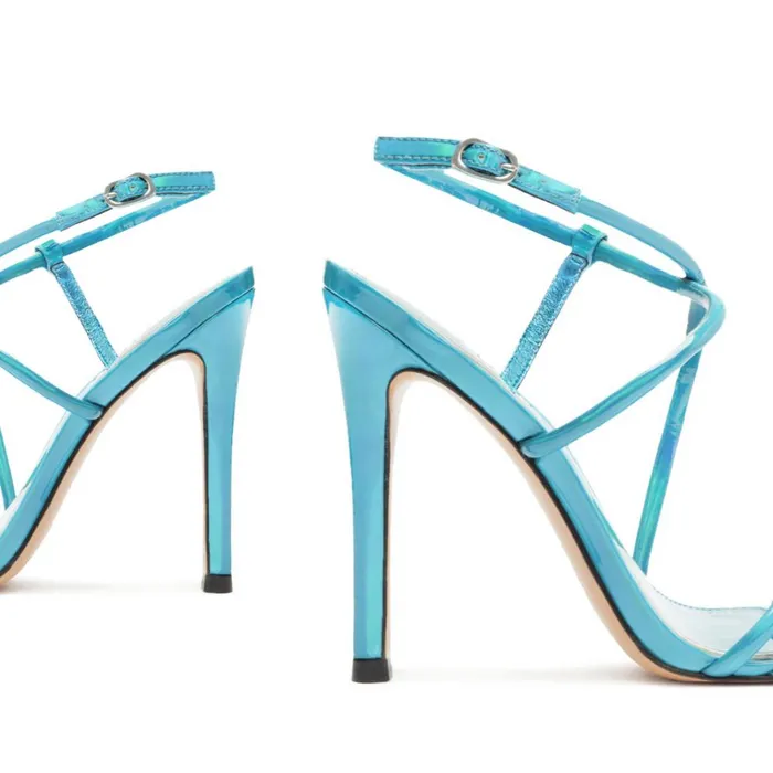 Sandals Aimee Specchio Leather Sandal Blue Schutz Shoes Stiletto Heels