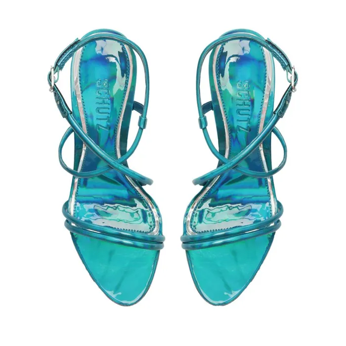 Sandals Aimee Specchio Leather Sandal Blue Schutz Shoes Stiletto Heels