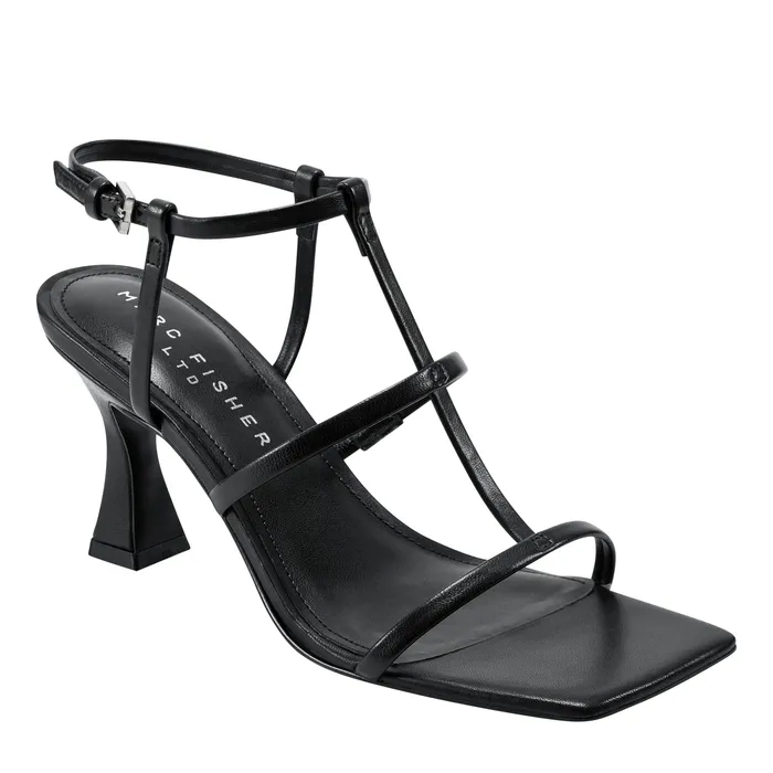 Sandals Dennie Strappy Dress Sandal Black Leather Marc Fisher Women