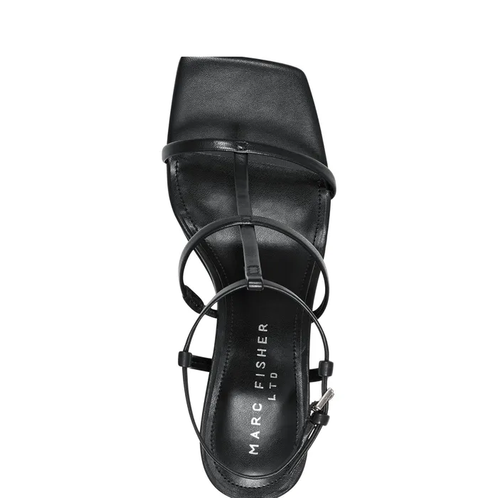 Sandals Dennie Strappy Dress Sandal Black Leather Marc Fisher Women