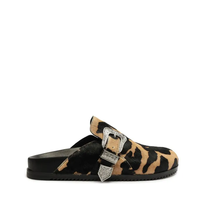 Sandals Grace Calf Hair Leather Flat Brown Schutz Shoes Mule