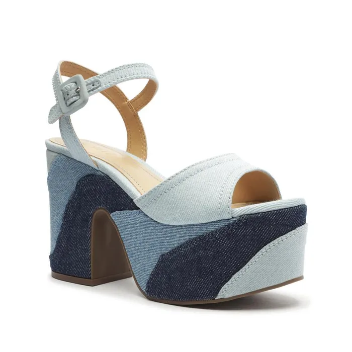 Sandals Isabelle Platform Denim Sandal Blue Schutz Shoes Platforms