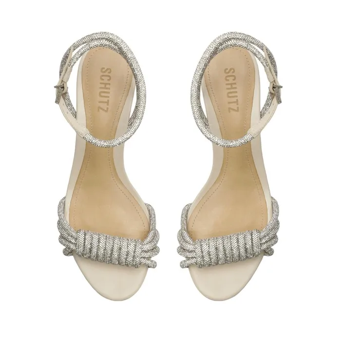 Sandals Jewell Mid Block Leather Sandal Crystal Schutz Shoes Block Heels