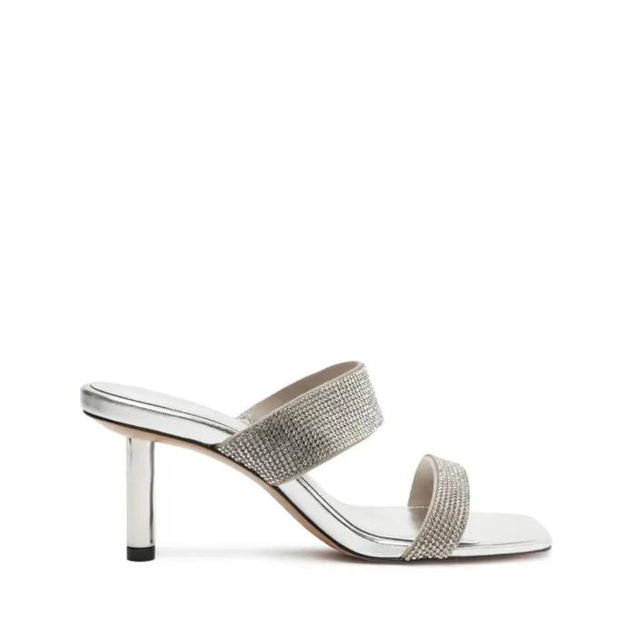 Sandals Liam Mid Metallic Nappa Leather Sandal Silver Schutz Shoes Mule