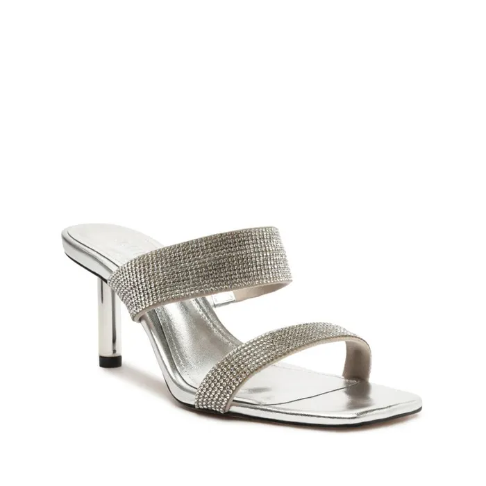 Sandals Liam Mid Metallic Nappa Leather Sandal Silver Schutz Shoes Mule