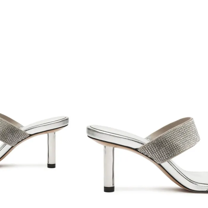 Sandals Liam Mid Metallic Nappa Leather Sandal Silver Schutz Shoes Mule