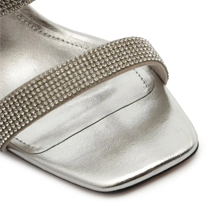 Sandals Liam Mid Metallic Nappa Leather Sandal Silver Schutz Shoes Mule