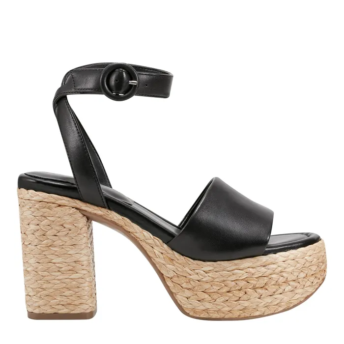 Sandals Marc Fisher Women Palyca Platform Espadrille Sandal Black Leather