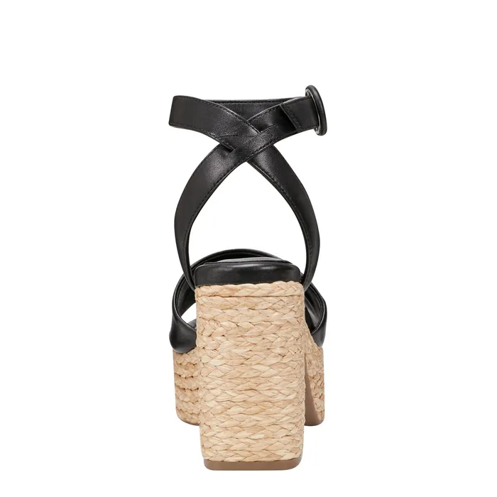 Sandals Marc Fisher Women Palyca Platform Espadrille Sandal Black Leather