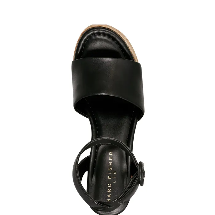 Sandals Marc Fisher Women Palyca Platform Espadrille Sandal Black Leather