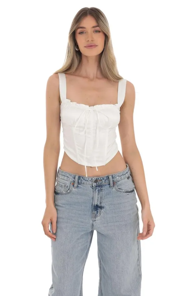Satin Corset Top White Women LUCY IN THE SKY Tops