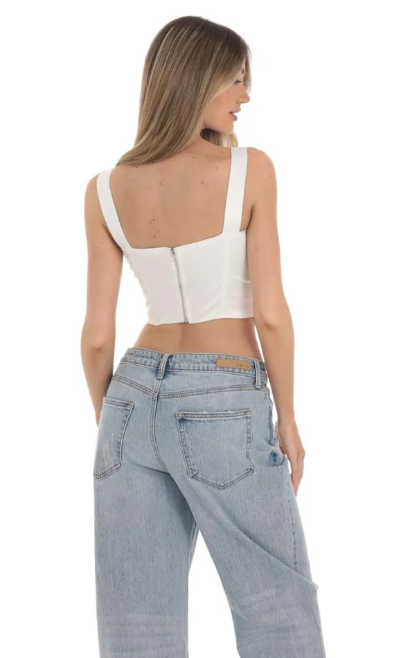 Satin Corset Top White Women LUCY IN THE SKY Tops Satin Corset Top White Women LUCY IN THE SKY Tops
