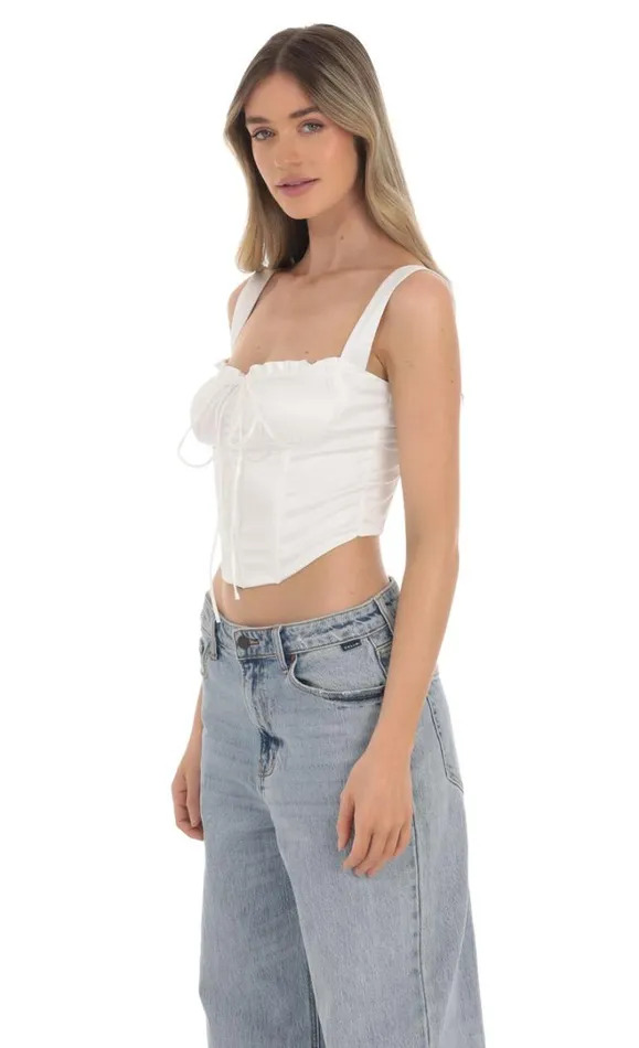 Satin Corset Top White Women LUCY IN THE SKY Tops Satin Corset Top White Women LUCY IN THE SKY Tops