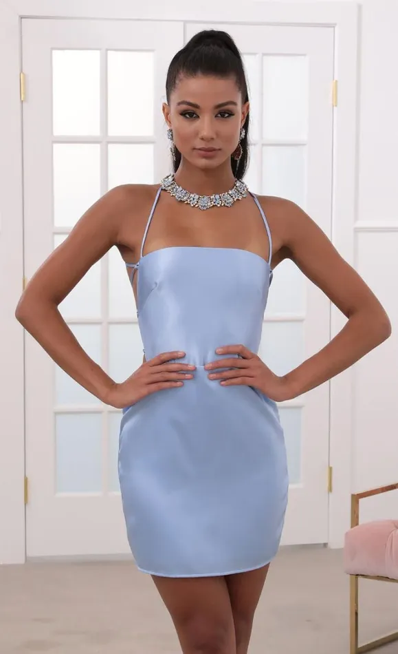 Satin Laceup Dress Blue Women LUCY IN THE SKY Mini Dresses Satin Laceup Dress Blue Women LUCY IN THE SKY Mini Dresses