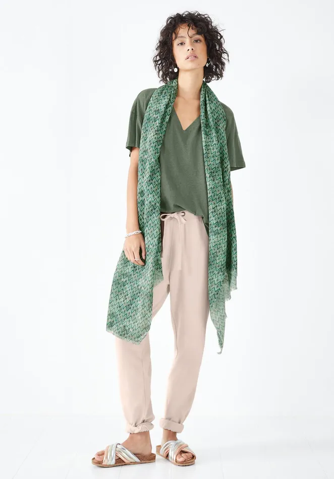 Scarves Women Hush Sumba Ikat Scarf Green Diamond