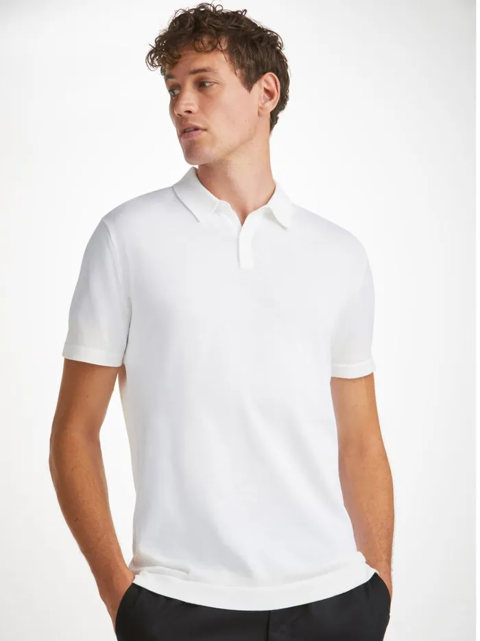 Sea Island Cotton Polo Shirts Men Derek Rose Polo Shirt Jacob Sea Island Cotton White