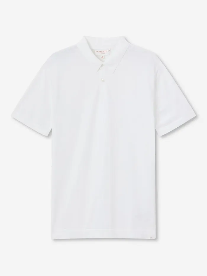 Sea Island Cotton Polo Shirts Men Derek Rose Polo Shirt Jacob Sea Island Cotton White