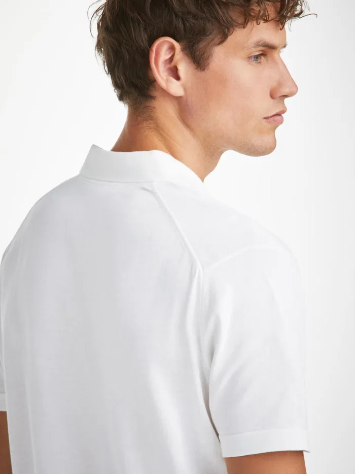 Sea Island Cotton Polo Shirts Men Derek Rose Polo Shirt Jacob Sea Island Cotton White