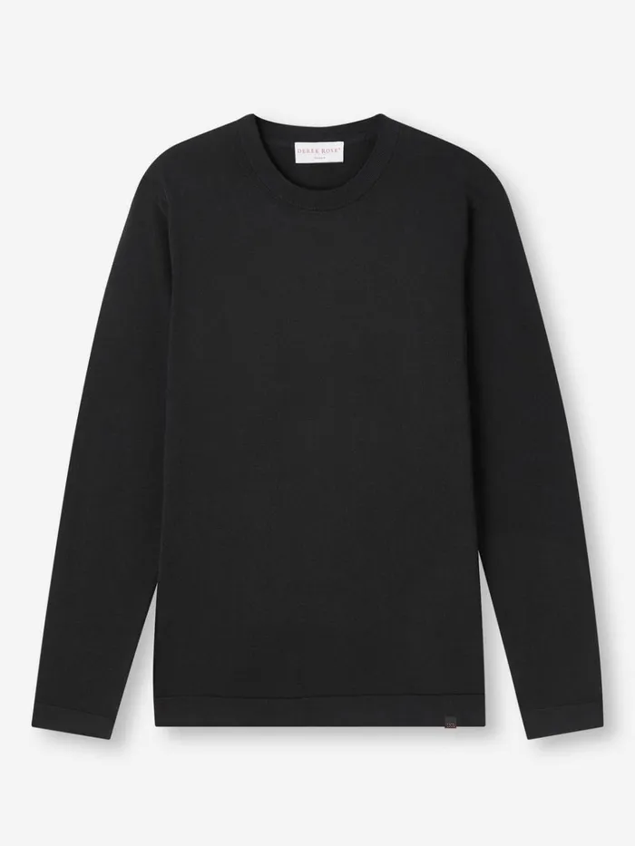 Sea Island Cotton Sweaters Men Derek Rose Sweater Jacob Sea Island Cotton Black