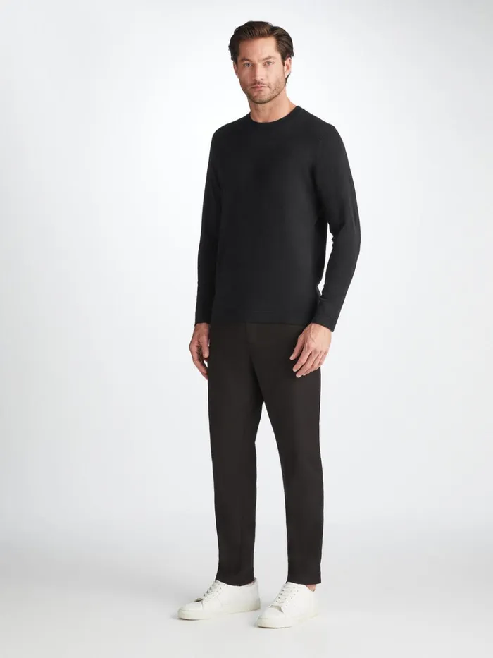 Sea Island Cotton Sweaters Men Derek Rose Sweater Jacob Sea Island Cotton Black