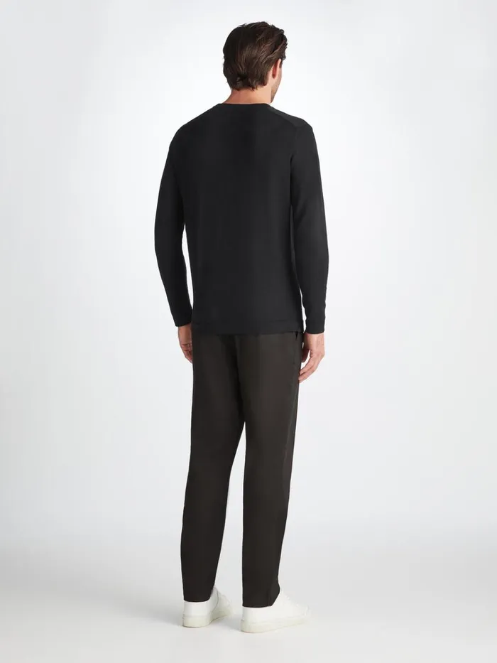 Sea Island Cotton Sweaters Men Derek Rose Sweater Jacob Sea Island Cotton Black